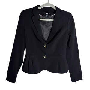 H&M Black Tailored Blazer Jacket Women’s Size 6 Office Workwear Classic Business